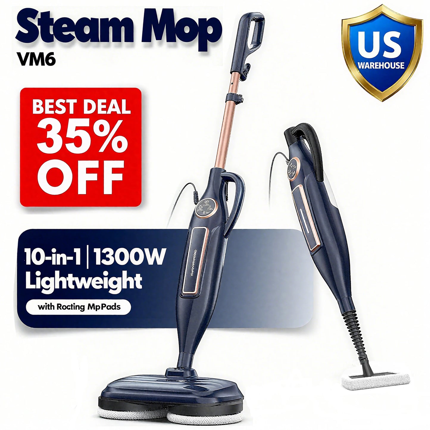 Steam Mop Cleaner with Rotating Mop